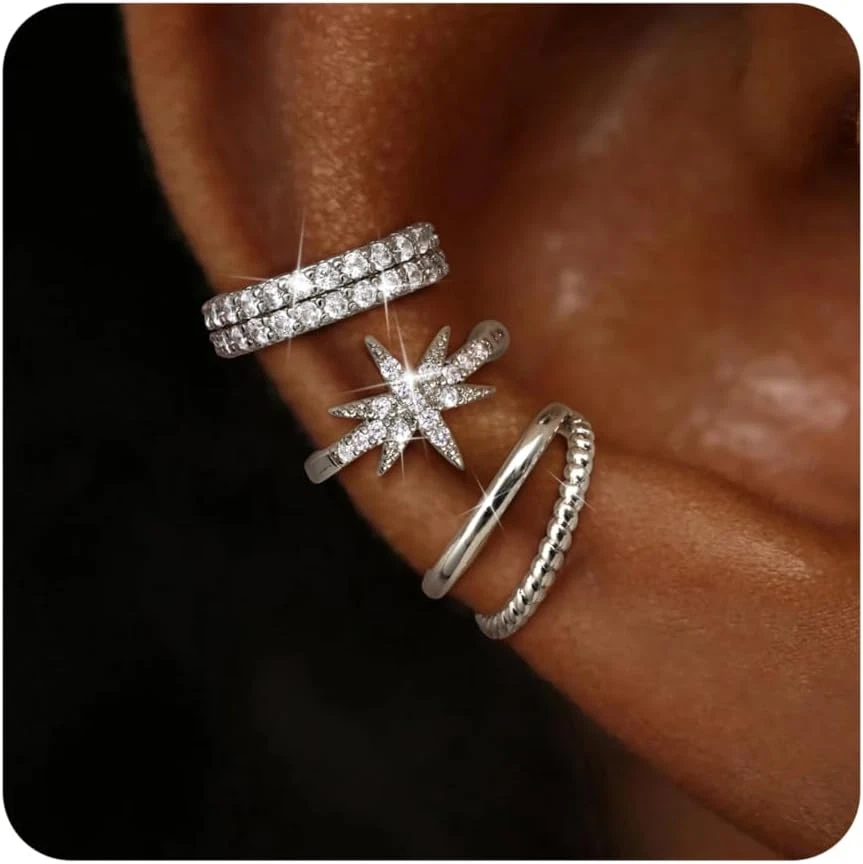 Orecchini SLUYNZ Argento 925 - Cristalli CZ A Barra Per Cartilagine