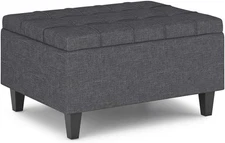 Harrison 34 Inch Wide Transitional Rectangle Small Coffee Table Storage Ottoman 