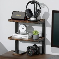 2-Tier Desk Shelf, Expandable Under Desk Storage, Clamp on Desk Shelf, Deskto...