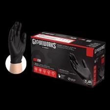 5mil Black Nitrile Gloves Textured XX Large Powder Free Industrial Disposable