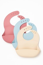 3 PCS Soft Silicone Baby Bibs Adjustable Waterproof EasyClean Feeding Apron