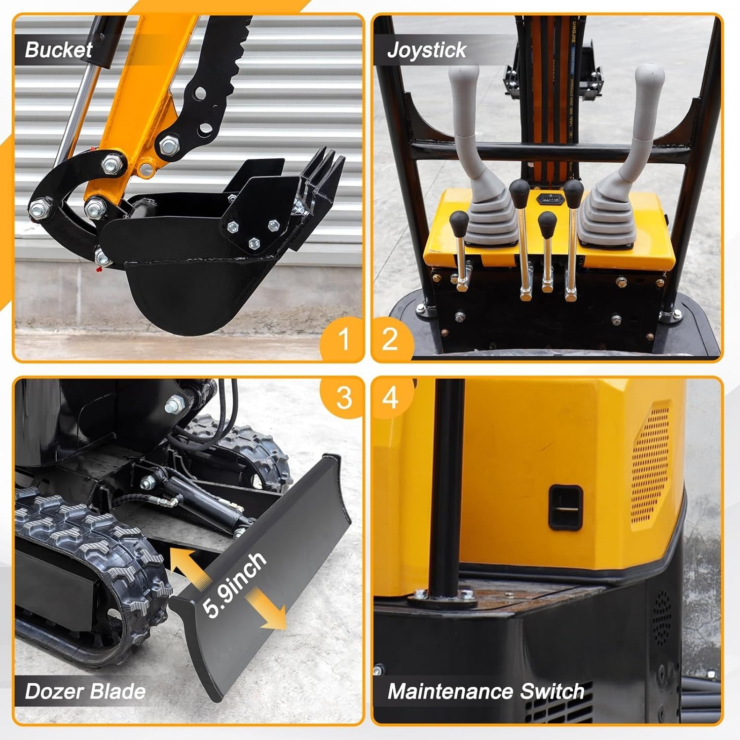 1 TON Mini Hydraulic Excavator For Sale 13.5HP Mini Digger with Gas EPA Engine