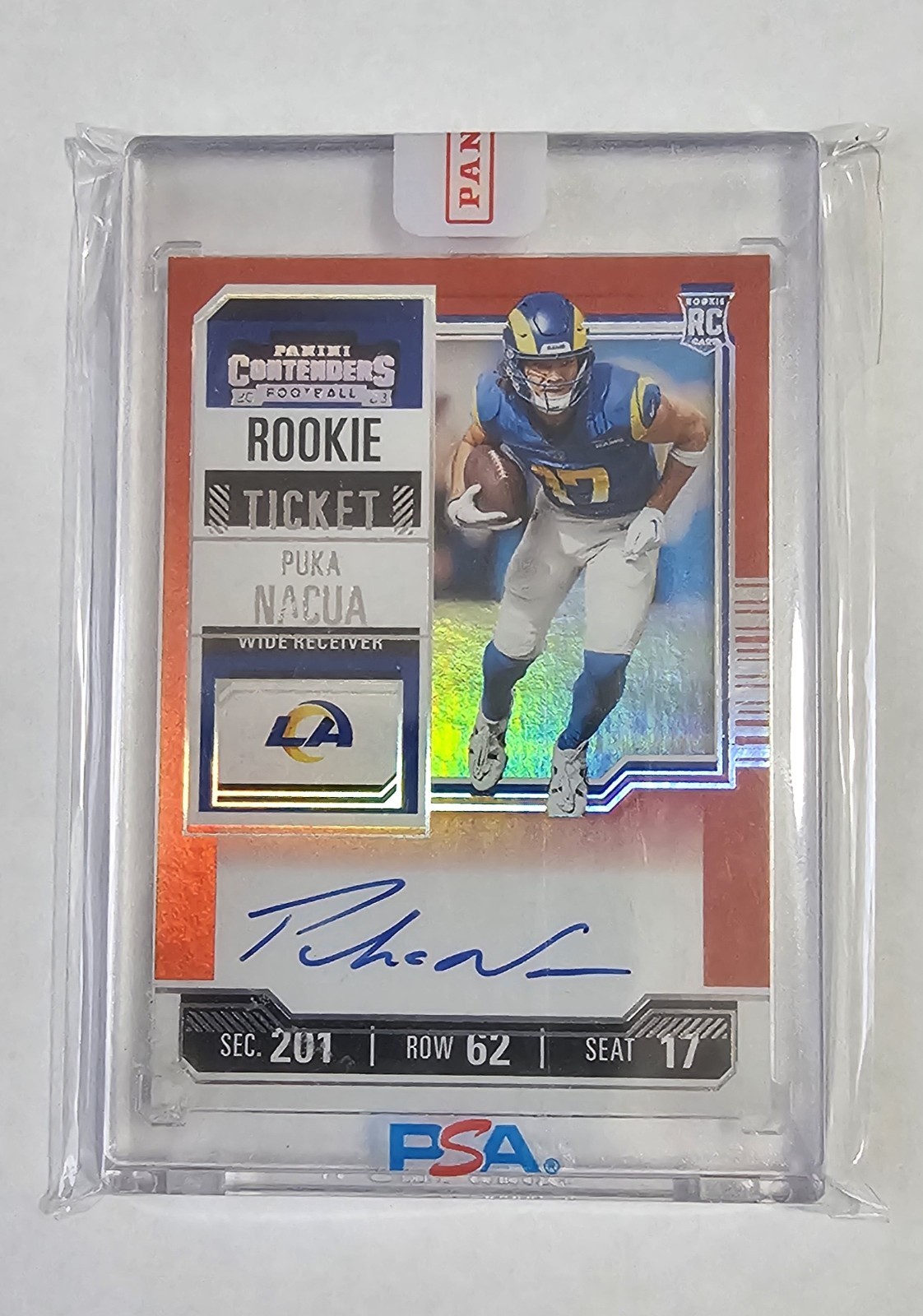 2023 Panini Contenders Red Zone Rookie Ticket FOTL #125 Puka Nacua RC Auto Rams!