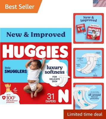 Huggies Size Newborn Diapers, Little Snugglers Baby Diapers, Size Newborn up ...