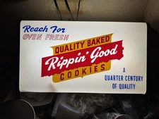 Rare Advertising Lighted Sign Ripon Foods Quality Baked Rippin Good Cookies VTG