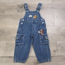 Vintage 90s Kids Winnie The Pooh Navy Blue Overalls Size 2T Embroidered