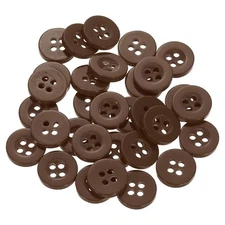 60pcs 18L Sewing Buttons 15/32" Resin Round Flat 4-Hole Craft Buttons, Brown