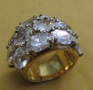Authentic Reminiscence Ring In Gold-Plated Large Paved Crystal Cabochons Size 51