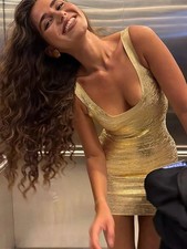 Sexy Solid Color Deep V-neck Hip Hugging Dress Summer Women Sleeveless Waist