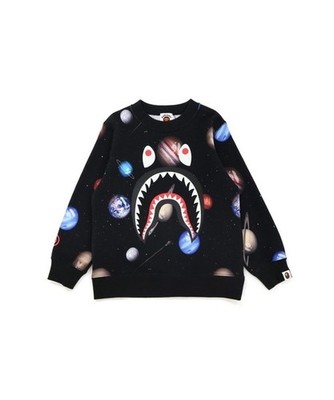 BAPE KINDER GALAXY SHARK SWEATSHIRT MIT RUNDHALSAUSSCHNITT JUNGEN 6-7 8-9 JAHRE