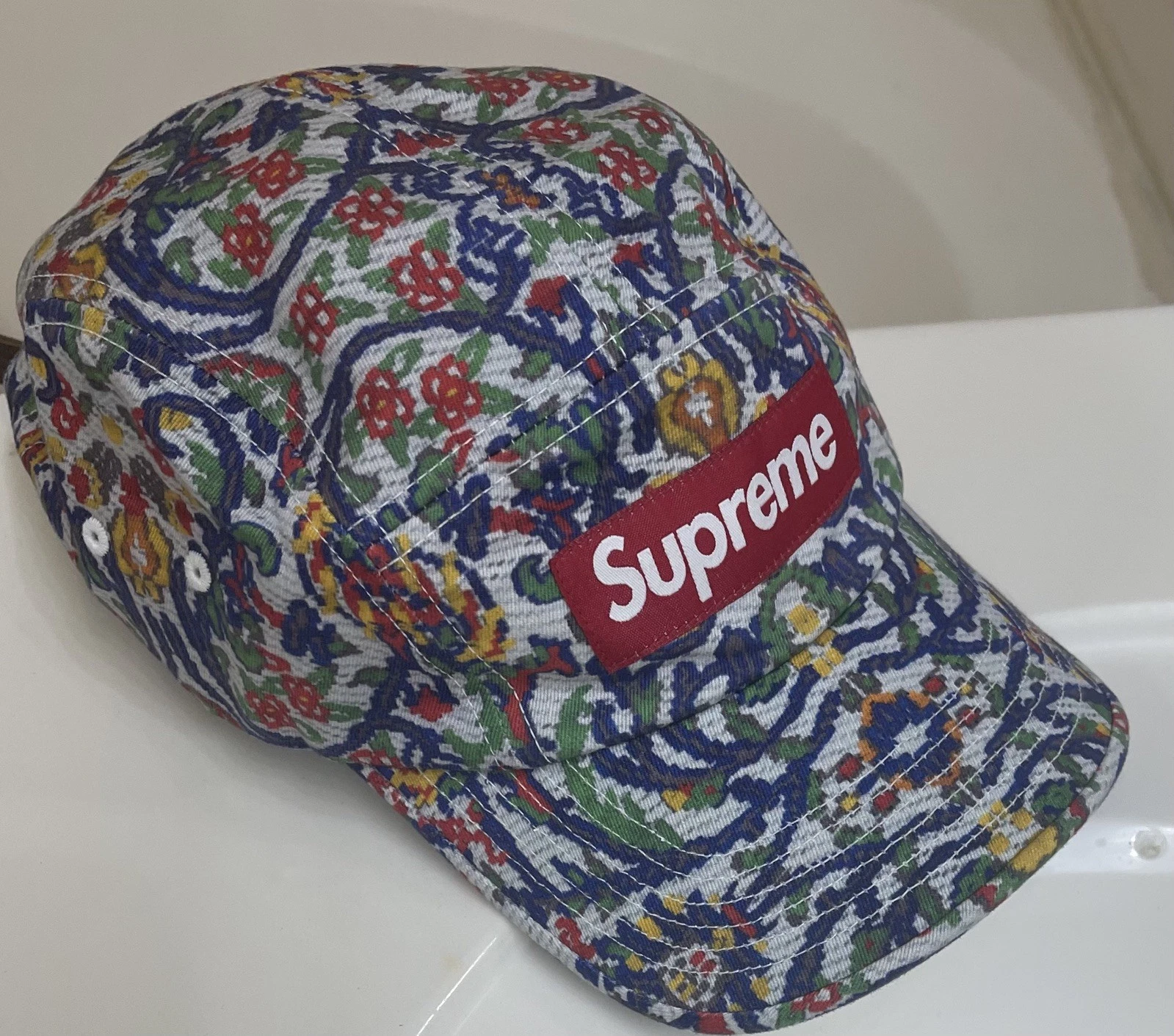 Supreme Washed Chino Twill Box Logo men’s Hat Camp Cap Tapestry adjustable