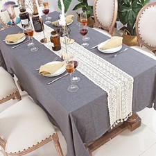 Vintage Nordic Lace Table Runner Crochet Cotton Dining Table Flag Decor