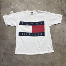   Vintage 90s TOMMY HILFIGER Big Front Spell out Logo T-Shirt Size XL 24x30