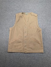 ORVIS 100 COTTON Green/Brown 5 BUTTON 3 POCKET VEST BACK BUCKLE SIZE L Vintage