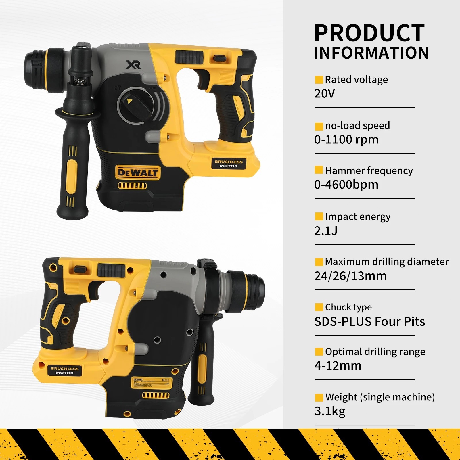 DEWALT DCH273N-XJ 20V XR Brushless 24mm SDS-Plus Hammer Drill (Tool Only) 3
