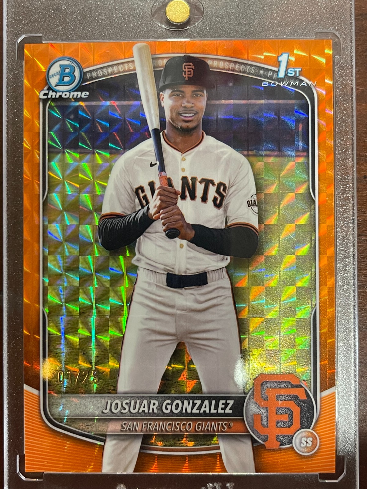 2025 Bowman Chrome JOSUAR GONZALEZ 1st Bowman Orange Geometric Refractor #01/25