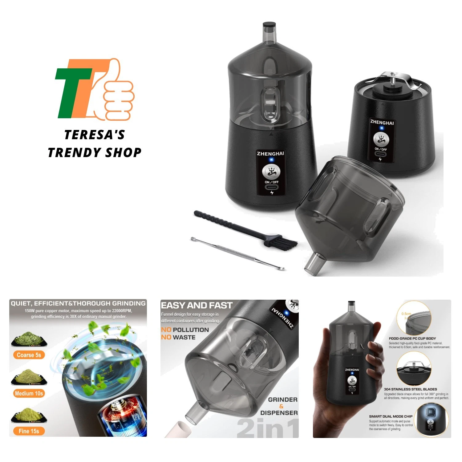 Smart Electric Spice Grinder with Dual Modes - Quick Grinding & Easy Clean