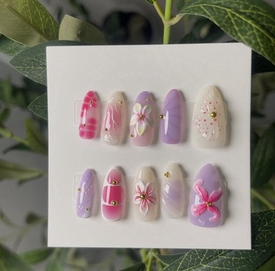 Handmade Luxury Almond Press-On Nail Collection (10pcs)