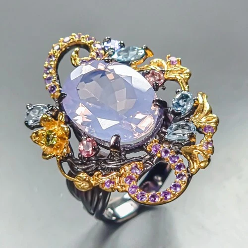 Fine Art Natural Lavender Quartz Ring 925 Sterling Silver Size 7.5 /R462458