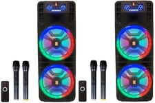 2 MR DJ NEWYORK 2.0 Dual 12" Rechargeable Portable Bluetooth Karaoke Speaker