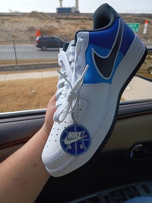 Nike Air Force 1 White Blue Black Low Top Men's Athletic Sneakers