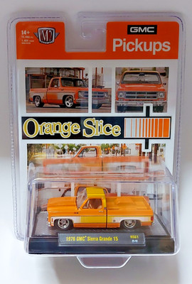 M2 Machines 1976 GMC Sierra Grande 15 GMC Pickups Orange Slice 1:64 Modellauto