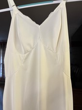Komar Ivory White Lace Trim Leg Slit Spaghetti Strap Nightgown Sz 34 Romantic