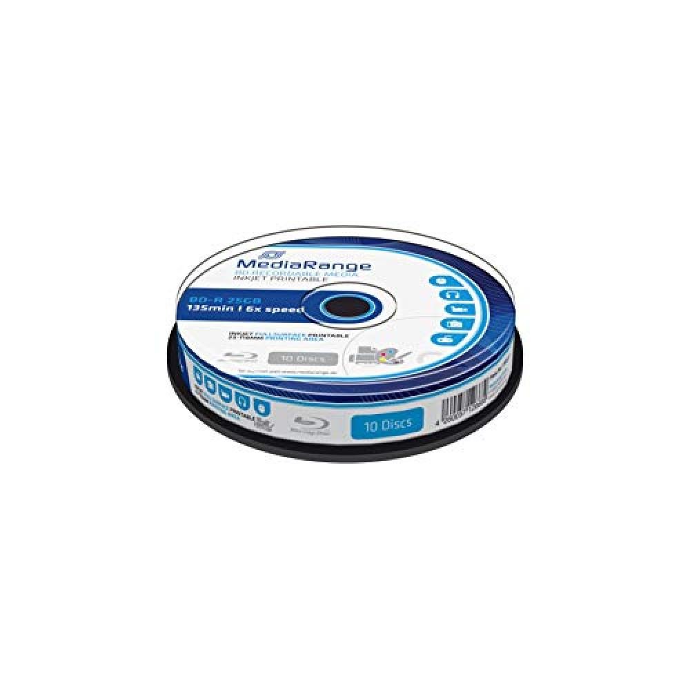 10 BD-R Blu Ray vergini Mediarange 25GB 120Min stampabili full face printable -