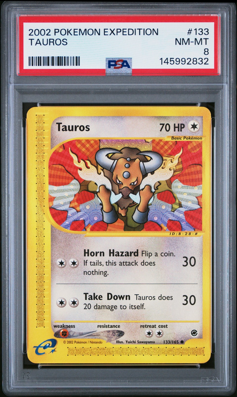 2002 POKEMON EXPEDITION #133 TAUROS PSA 8