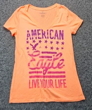 American Eagle Outfitters neon orange women size Large short sleeve top