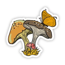 Floral Mushrooms with Butterfly Sticker
