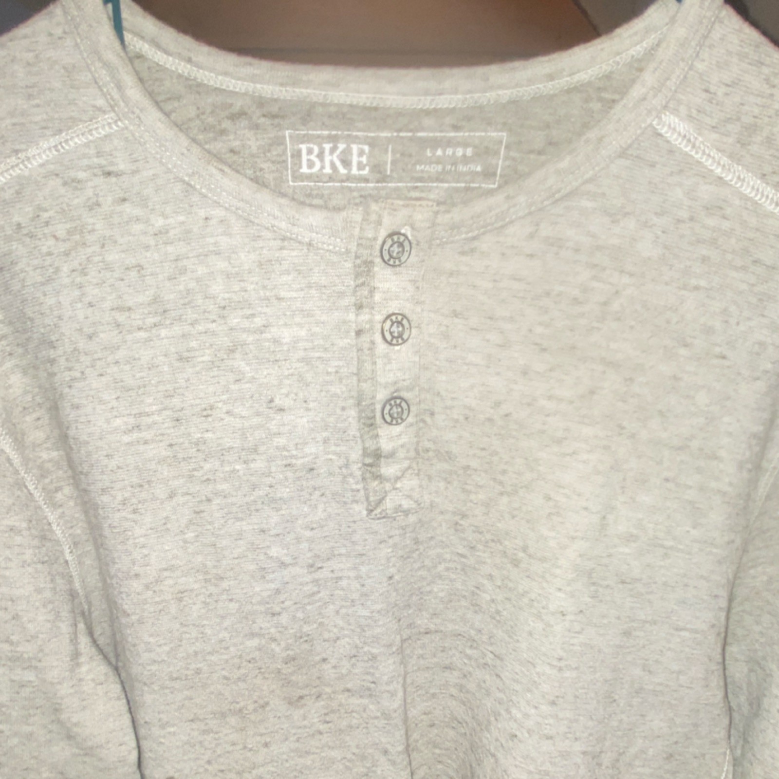 BKE Solid Gray Henley Button Long Sleeve Shirt Me… - image 5