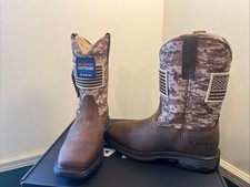 New Mens ARIAT WORKHOG PATRIOT Brown Leather Cowboy Work Boot, 10.5 D med 