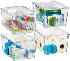 X-Large Clear Storage Bins with Lids Stackable Pantry Kitchen Organizer