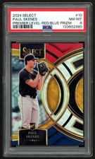 2024 PANINI SELECT PREMIER PAUL SKENES #10 RED/BLUE PRIZM ROOKIE PSA 8 NM-MINT