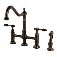 Kingston Brass KS127.TALBS Tudor 1.8 GPM Bridge Kitchen Faucet - - Bronze