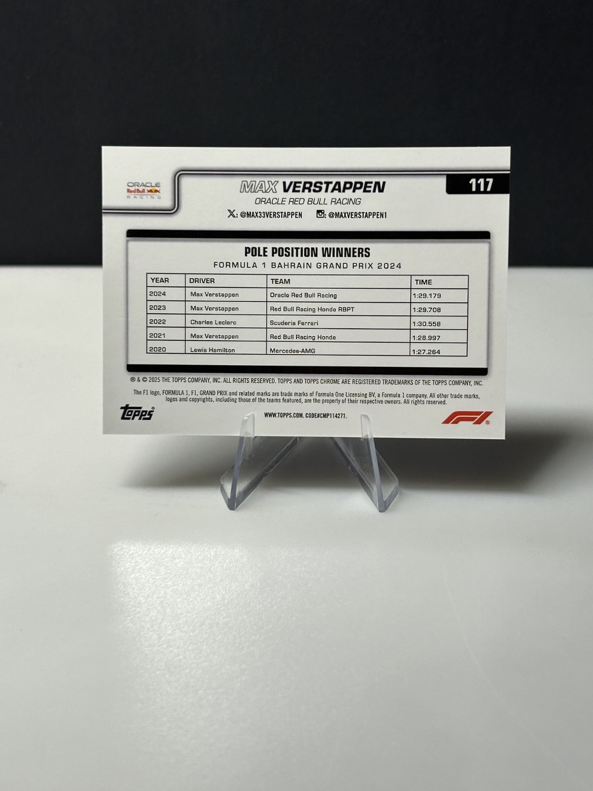 2025 Topps Chrome F1 Logofractor Max Verstappen Gold/50 #117 view 2