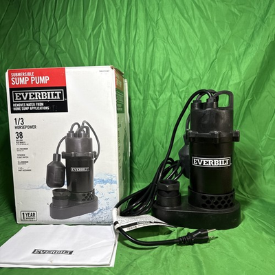 #ad Everbilt 1 3 HP Corrosion Resistant Aluminum Sump Pump w Tether Switch NEW OB. $47.49