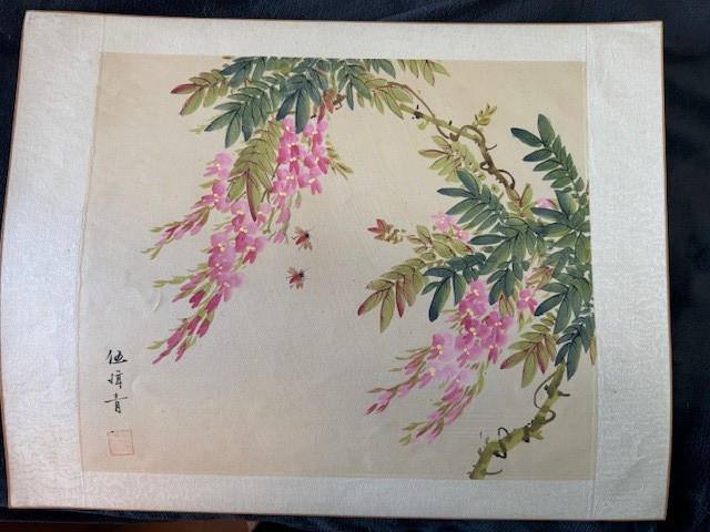 Antique  Chinese Water Color Painting On Silk