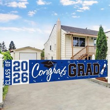 2026 Graduation Yard Sign, Large Congrats Grad Yard Banner Class Of 2026 blue 