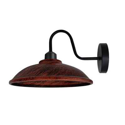 Wandlampe rustikal rot Metall 24 cm Halbkugelschirm E27 Vintage Schwanenhals fest verdrahtet