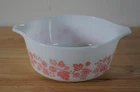 Vintage Pyrex White w/Pink Gooseberry 1 1/2 Pint Casserole Dish #472