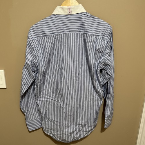 Robert Graham Camicia Uomo Media Righe Blu Bianco X Collezione - Foto 7 di 10