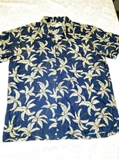 Paradise Found Shirt Men's Large Black Palm Tree Short Sleeve Tropical Hawaiian