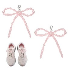 2 Pcs Pearl Bow Shoe Charm Pearl Bowknot Shoe Decoration, Pink