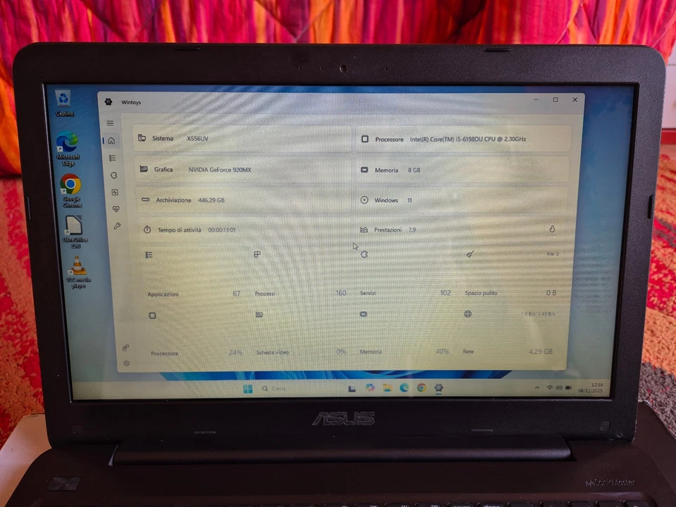 Laptop ASUS F556U intel i5-6198DU/RAM8GB/SSD480GB/15,6"/NVIDIA 920MX/WIN11 HOME - Immagine 3 di 4