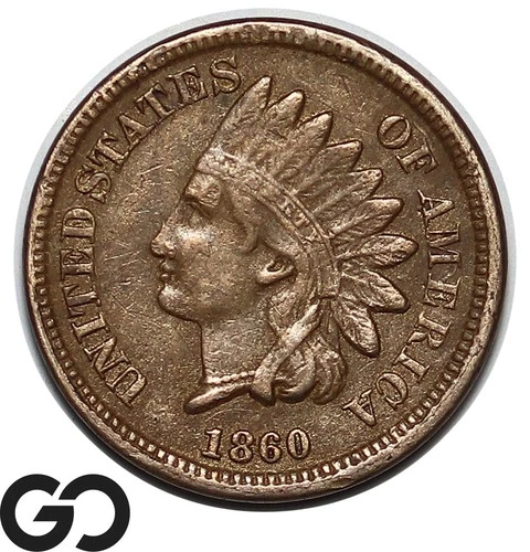 1860 Indian Head Cent Penny, Choice VF