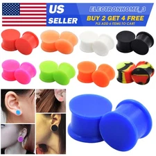 PAIR-SOLID LARGE LIP Silicone Ear Skins-Ear Gauges-Soft Ear plugs-Ear Tunnel