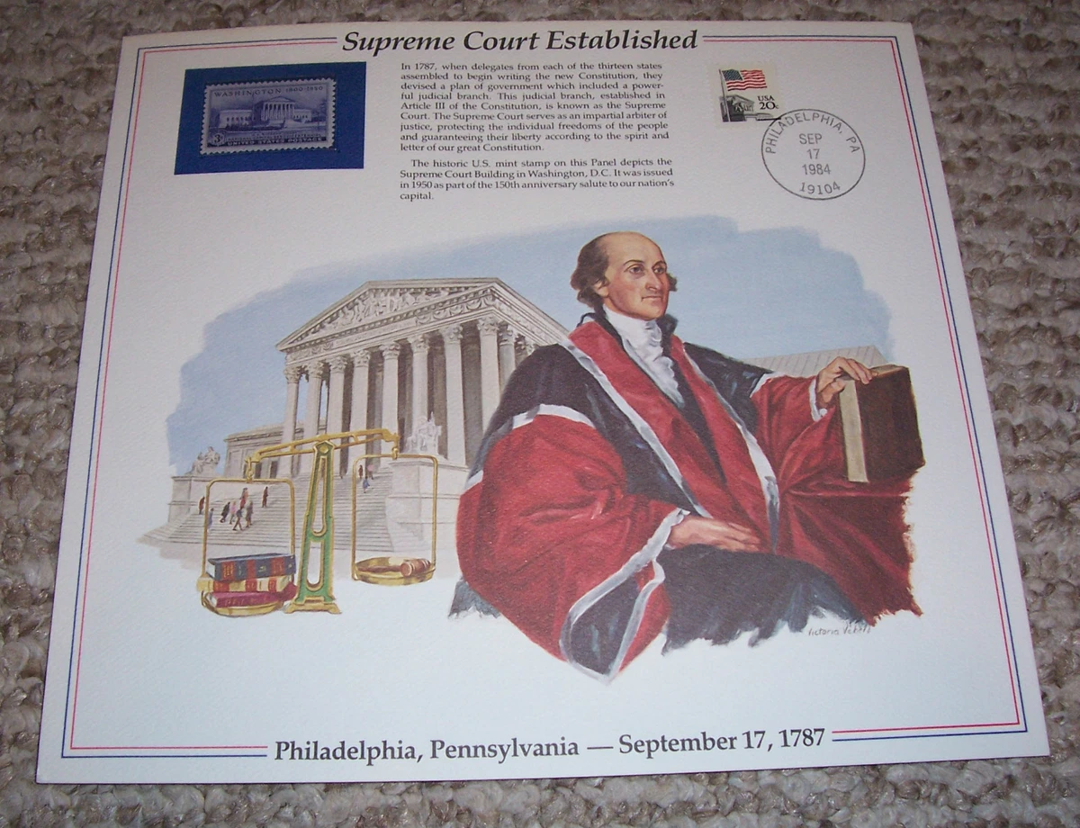 1787 SUPREME COURT was ESTABLISHED from a Plan of Government 1950 3c Stamp Print