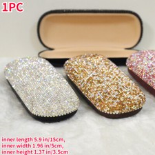 Luxury Crystal Rhinestone Hard Shell Eyeglass Glasses Case Glitter Clamshell